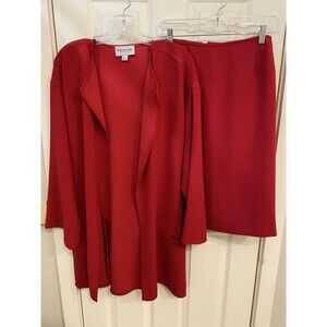 Emanuel Ungaro Woman 2 Pc Set Red Suit Skirt & Jacket Size 14 / 48